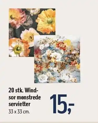 Føtex 20 stk. windsor mønstrede servietter tilbud