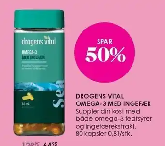 Matas Drogens vital omega-3 m. ingefær tilbud