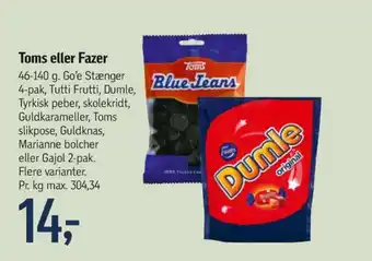 Føtex Toms slikstænger tilbud