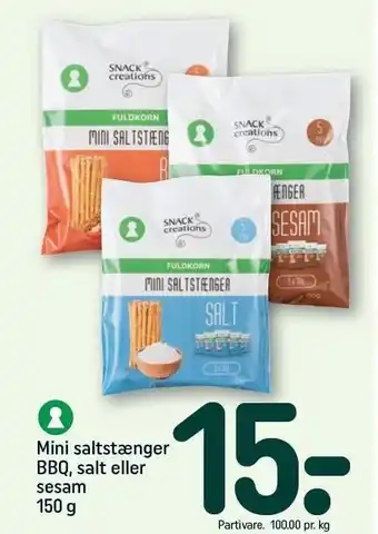 REMA 1000 Mini saltstænger bbq, salt el. sesam tilbud