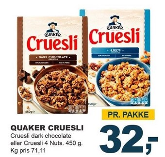 Let-Køb Quaker cruesli tilbud