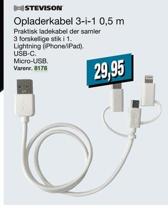 Harald Nyborg Opladerkabel 3-i-1 0,5 m tilbud