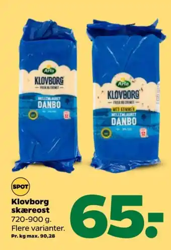 Netto Klovborg skæreost danbo mellemlagret 45+ tilbud