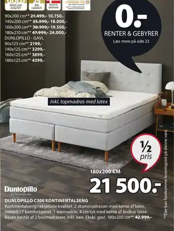 JYSK Dunlopillo C300 Elevationsseng tilbud