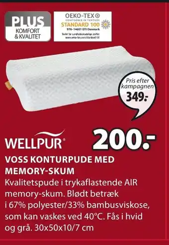JYSK Voss Konturpude Med Memory-Skum tilbud
