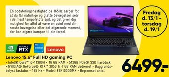 Bilka Lenovo 15.6" Full Hd Gaming Pc tilbud