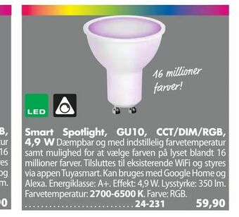 Smart Spotlight, GU10, CCT/DIM/RGB, 4,9 W