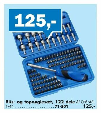 Biltema Bits- og topnøglesæt, 122 dele tilbud
