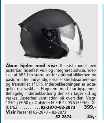 Åben hjelm med visir