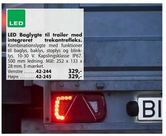 Biltema LED Baglygte til trailer med integreret trekantrefleks tilbud