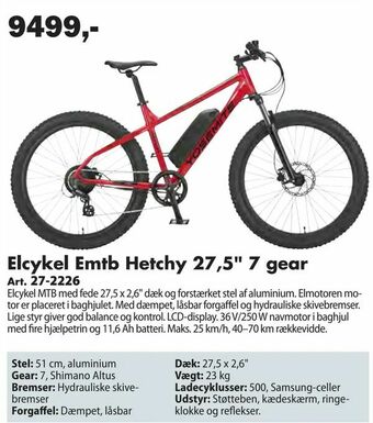 Biltema Elcykel Emtb Hetchy 27,5" 7 gear tilbud