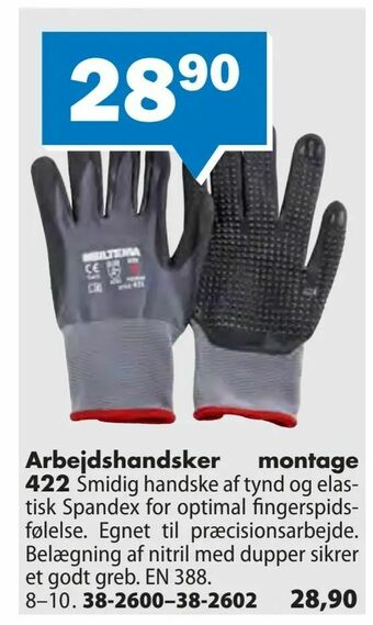 Biltema Arbejdshandsker montage 422 tilbud