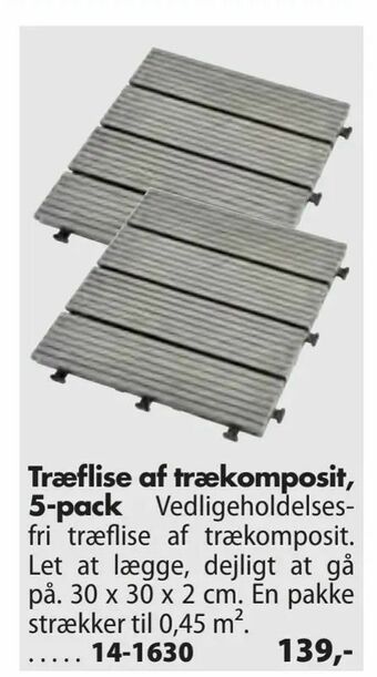 Biltema Træflise af trækomposit, 5-pack tilbud