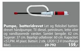 Biltema Pumpe, batteridrevet tilbud