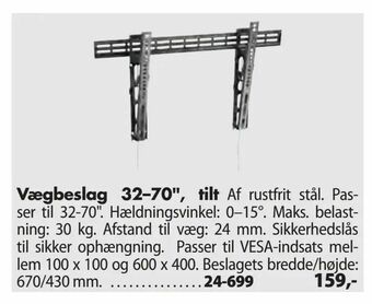 Biltema Vægbeslag 32-70", tilt tilbud
