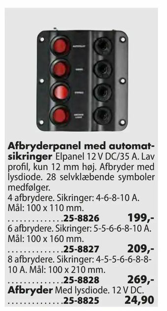 Afbryderpanel med automat sikringer
