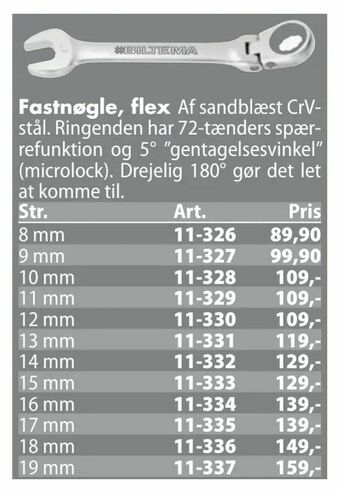 Biltema Fastnøgle, flex tilbud