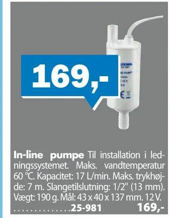 Biltema In-line pumpe tilbud