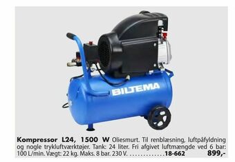 Biltema Kompressor L24, 1500 W tilbud
