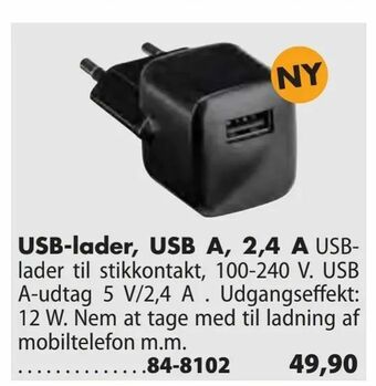 Biltema USB-lader, USB A, 2,4 A tilbud