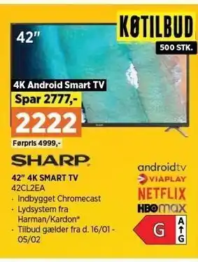 Power 42´´ 4k smart tv tilbud