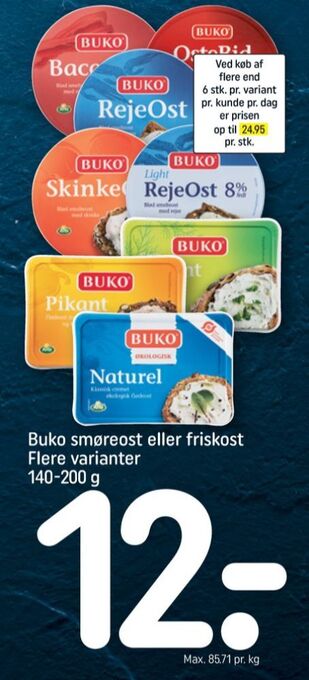 REMA 1000 Buko bid smøreost ostebid tilbud