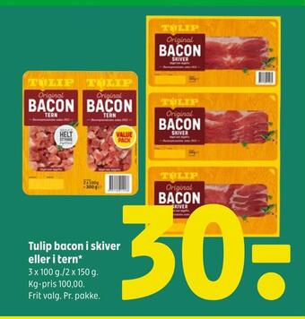 Coop 365 Tulip bacon i skiver eller i tern tilbud