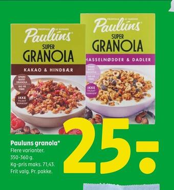 Coop 365 Pauluns granola tilbud