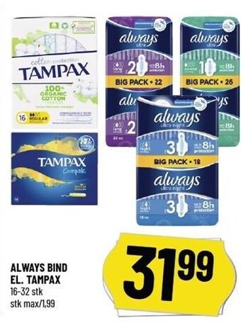 Løvbjerg Always bind el. tampax tilbud