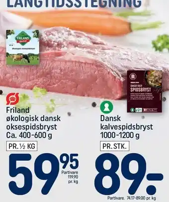 REMA 1000 Friland øko dansk oksespidsbryst el. dansk kalvespidsbryst tilbud