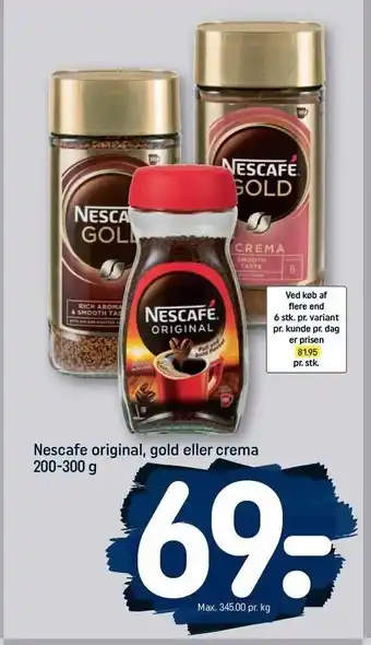 REMA 1000 Nescafe original, gold el. crema tilbud