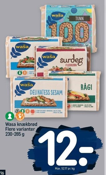 REMA 1000 Wasa knækbrød tilbud