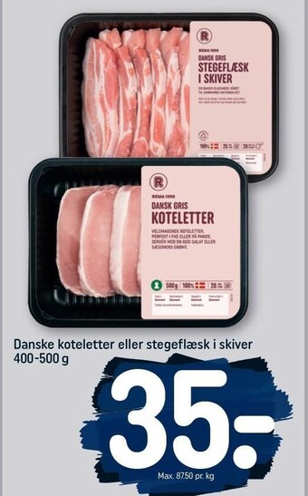 Danske koteletter el. stegeflæsk i skiver