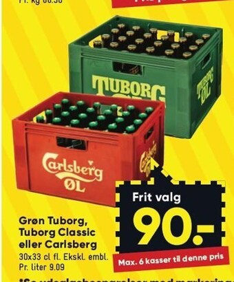 Bilka Grøn tuborg, tuborg classic eller carlsberg tilbud