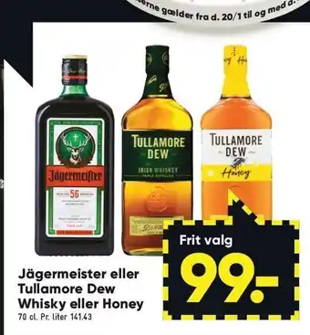 Bilka Jägermeister eller tullamore dew whisky eller honey tilbud