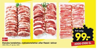 Danske koteletter, nakkekoteletter eller flæsk i skiver