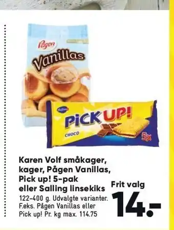 Bilka Karen volf småkager, pågen vanillas, pick up! 5-pak el. salling linsekiks tilbud