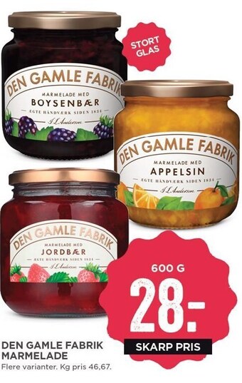 MENY Den gamle fabrik marmelade tilbud