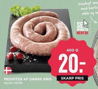 MENY Medister af dansk gris tilbud