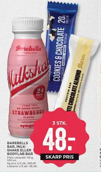 MENY Barebells bar, milkshake el. bodylab bar tilbud