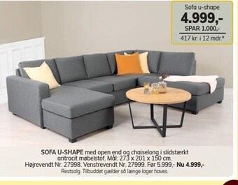 Daells Bolighus Sofa u-shape tilbud