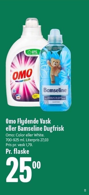 Min Købmand Omo flydende vask eller bamseline dugfrisk tilbud