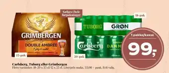 Dagli'Brugsen Carlsberg, tuborg eller grimbergen tilbud