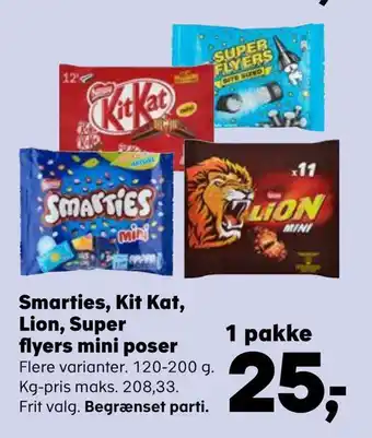 Kvickly Smarties, kit kat, lion, super flyers mini poser tilbud