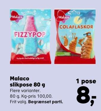 Kvickly Malaco slikpose 80 g tilbud