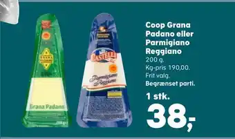 Kvickly Coop grana padano eller parmigiano reggiano tilbud