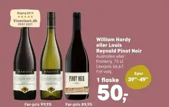 Kvickly William hardy eller louis reynald pinot noir tilbud
