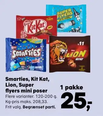 SuperBrugsen Smarties, kit kat, lion, super flyers mini poser tilbud