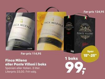 SuperBrugsen Finca milena eller ponte villoni i boks tilbud