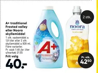Bilka A+ traditionel frosted valley eller noora skyllemiddel tilbud